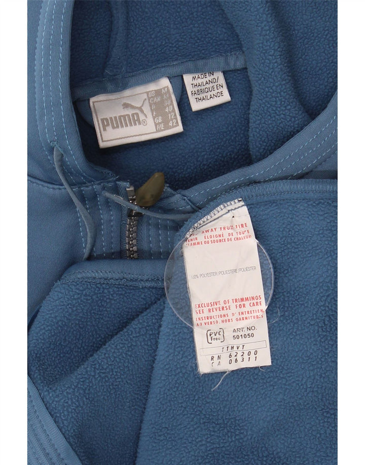 PUMA Womens Zip Hoodie Sweater UK 12 Medium Blue Polyester Vintage Puma and Second-Hand Puma from Messina Hembry 