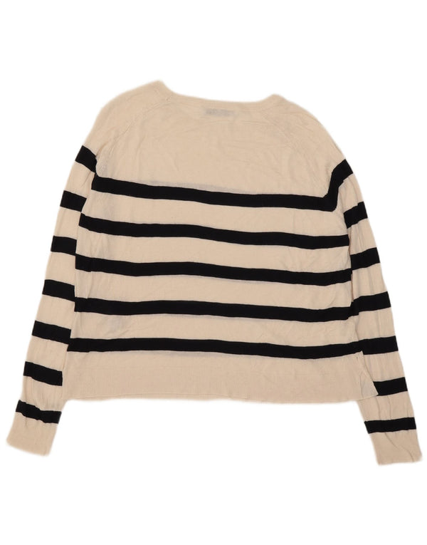 Zara Womens Boat Neck Jumper Sweater UK 10 Small Off White Striped