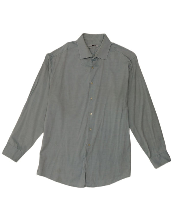 Dkny Mens Slim Fit Shirt Size 17 XL Blue