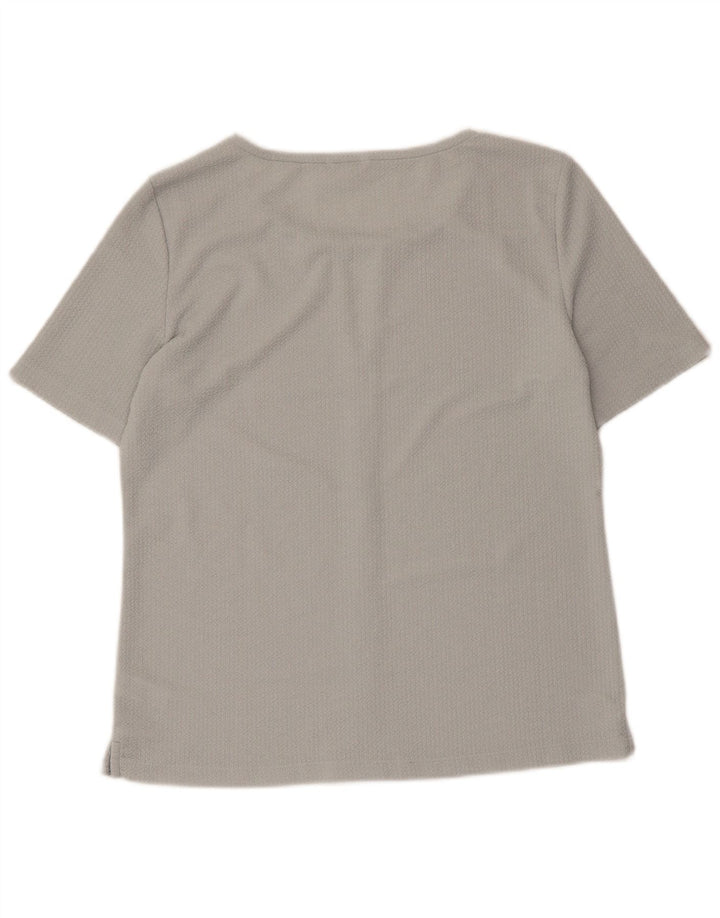CALVIN KLEIN Womens Blouse Top UK 14 Medium Grey Polyester