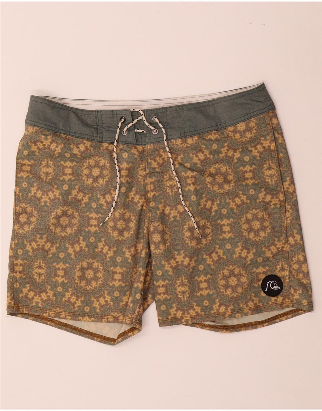 QUIKSILVER Mens Swimming Shorts Medium Khaki Geometric Polyester