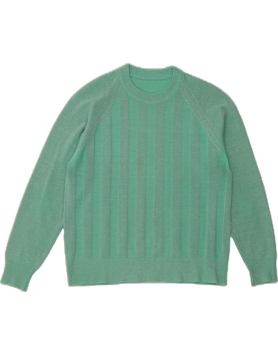 VINTAGE Womens Crew Neck Jumper Sweater UK 14 Medium Turquoise Flecked Vintage Vintage and Second-Hand Vintage from Messina Hembry 