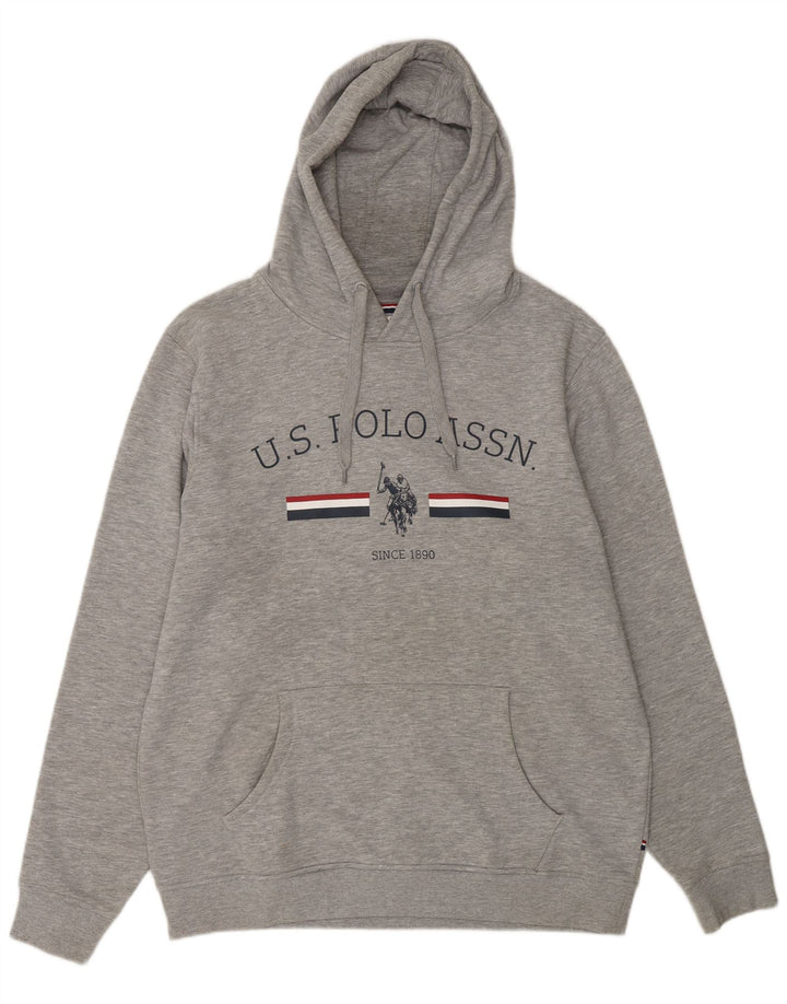 U.S. POLO ASSN. Mens Graphic Hoodie Jumper XL Grey Cotton