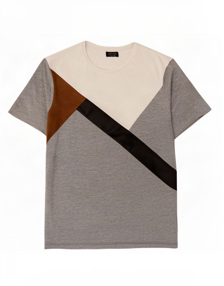 Zara Mens T-Shirt Top XL Grey Colourblock