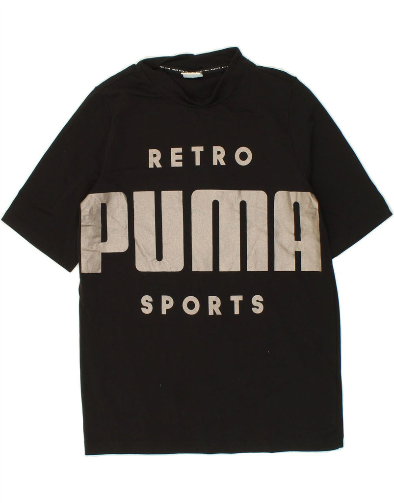 PUMA Womens Graphic T-Shirt Top UK 14 Medium Black Cotton Vintage Puma and Second-Hand Puma from Messina Hembry 