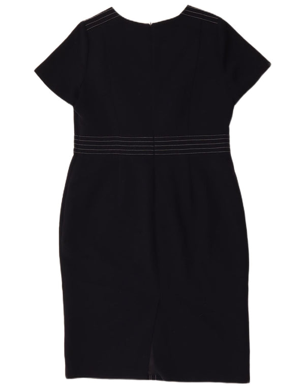 Marks & Spencer Womens Sheath Dress UK 16 Large Navy Blue Polyester