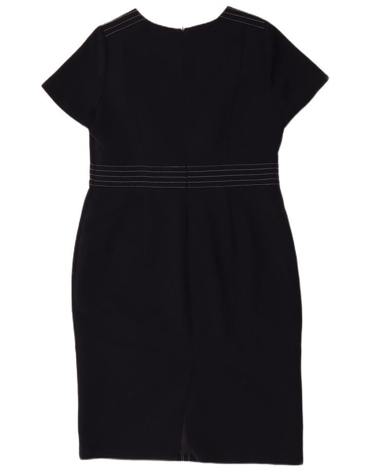 Marks & Spencer Womens Sheath Dress UK 16 Large Navy Blue Polyester