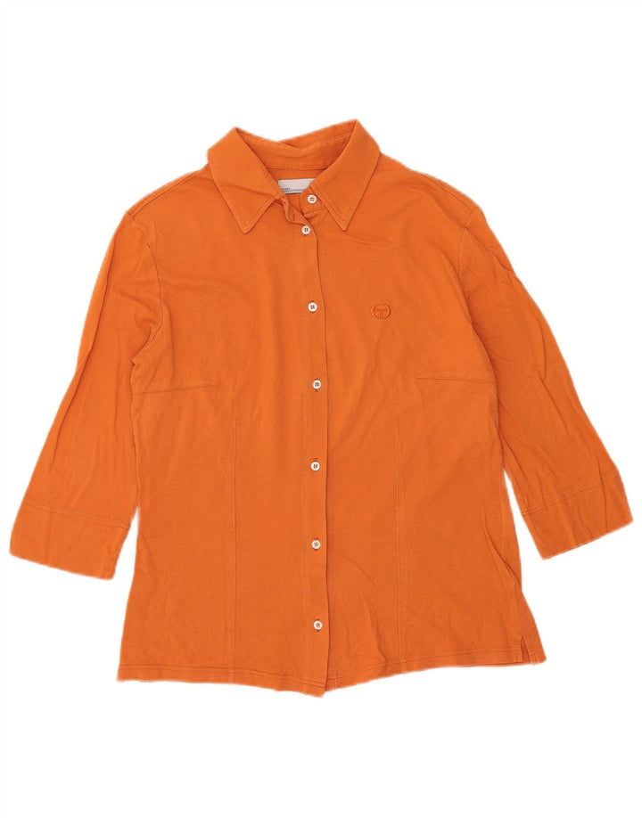 Sergio Tacchini Womens 3/4 Sleeve Shirt IT 46 Large Orange