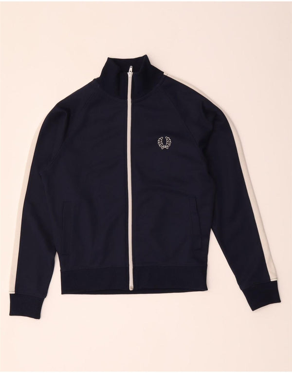 Fred Perry Boys Tracksuit Top Jacket 11-12 Years Medium Navy Blue