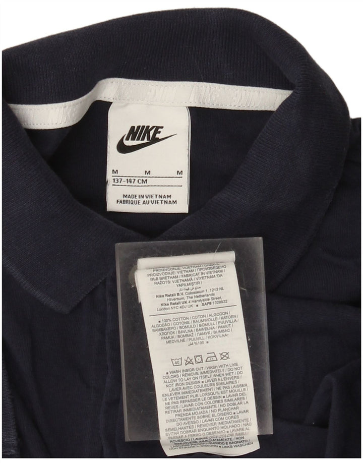 Nike Boys Polo Shirt 10-11 Years Medium Navy Blue Cotton