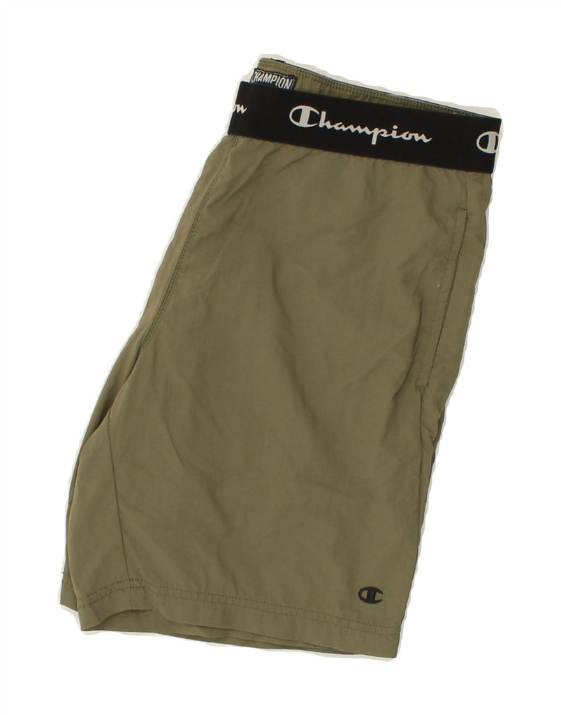 CHAMPION Mens Graphic Sport Shorts Medium Khaki Vintage Champion and Second-Hand Champion from Messina Hembry 