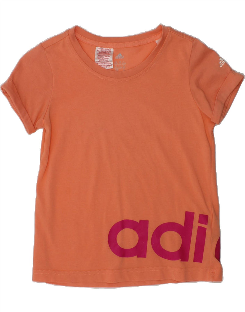 ADIDAS Girls Graphic T-Shirt Top 9-10 Years Orange Cotton | Vintage Adidas | Thrift | Second-Hand Adidas | Used Clothing | Messina Hembry 