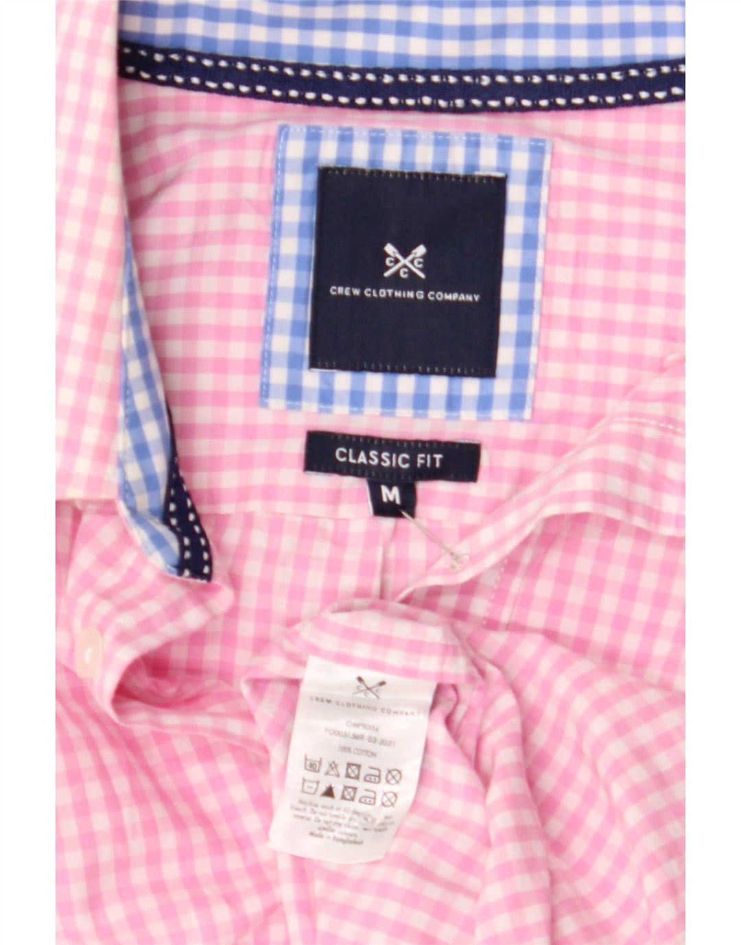 Crew Clothing Mens Classic Fit Shirt Medium Pink Gingham Cotton