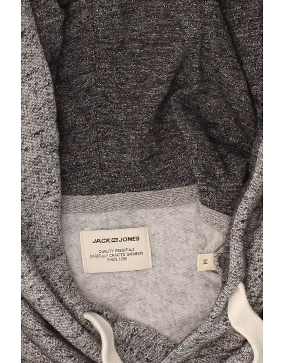 JACK & JONES Mens Graphic Hoodie Jumper Medium Grey Flecked Polyester Vintage Jack & Jones and Second-Hand Jack & Jones from Messina Hembry 