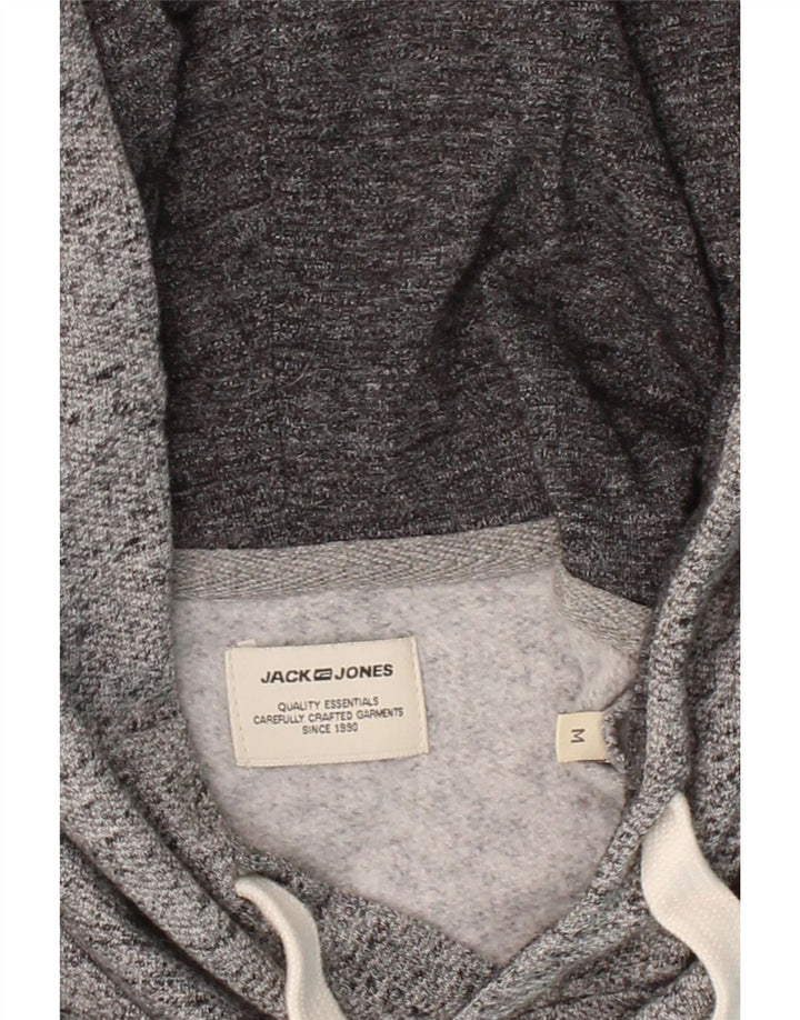 JACK & JONES Mens Graphic Hoodie Jumper Medium Grey Flecked Polyester Vintage Jack & Jones and Second-Hand Jack & Jones from Messina Hembry 