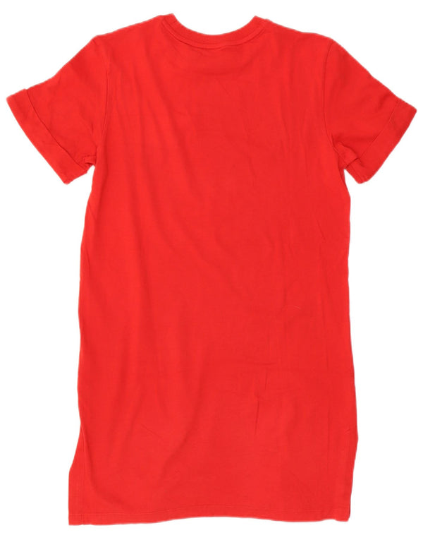 Adidas Womens T-Shirt Dress UK 6 XS  Red Cotton
