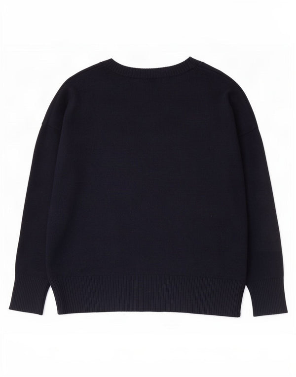 Gap Womens Graphic Boat Neck Jumper Sweater UK 18 XL Navy Blue Cotton