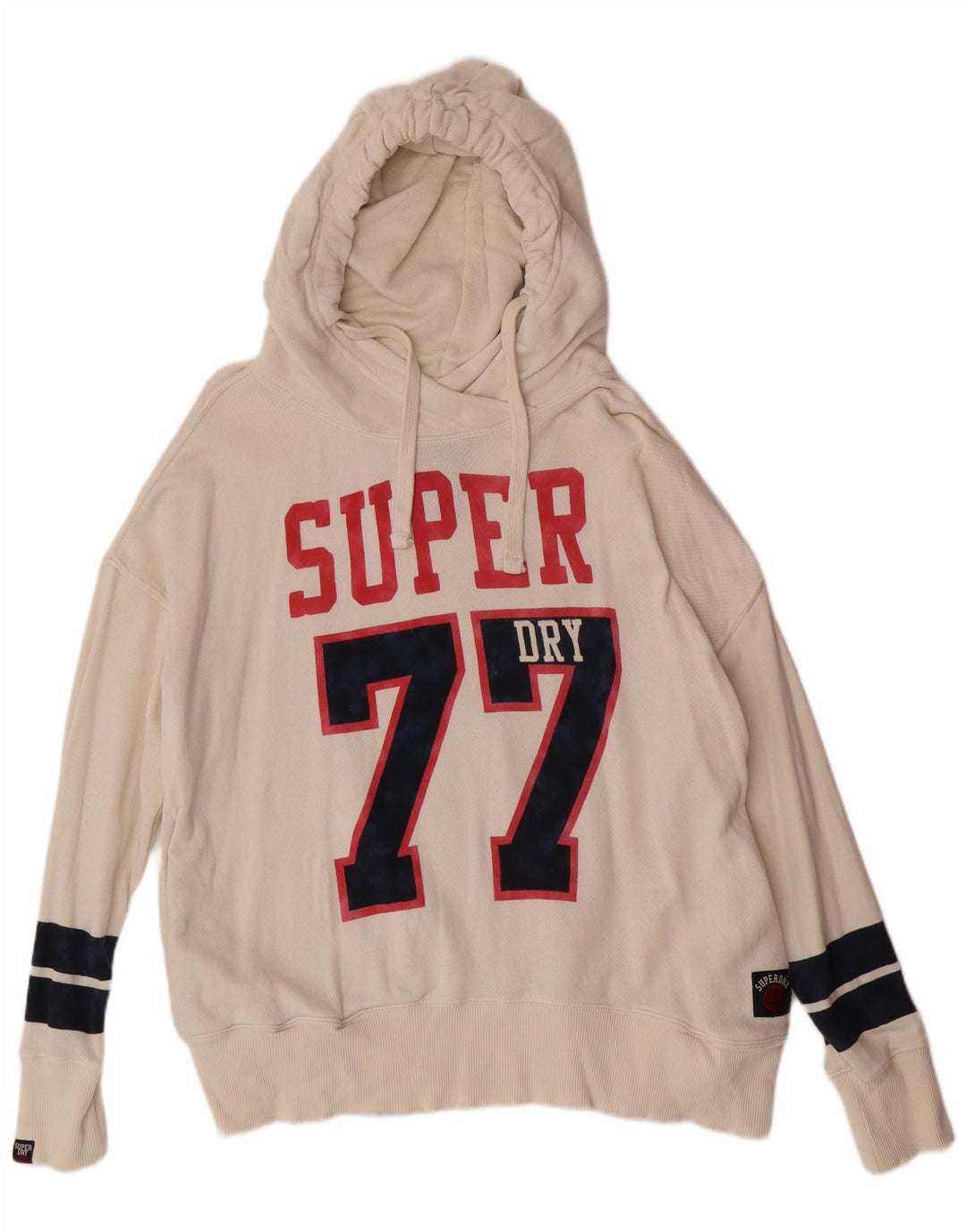 Superdry Womens Graphic Hoodie Jumper UK 18 XL Off White Cotton College