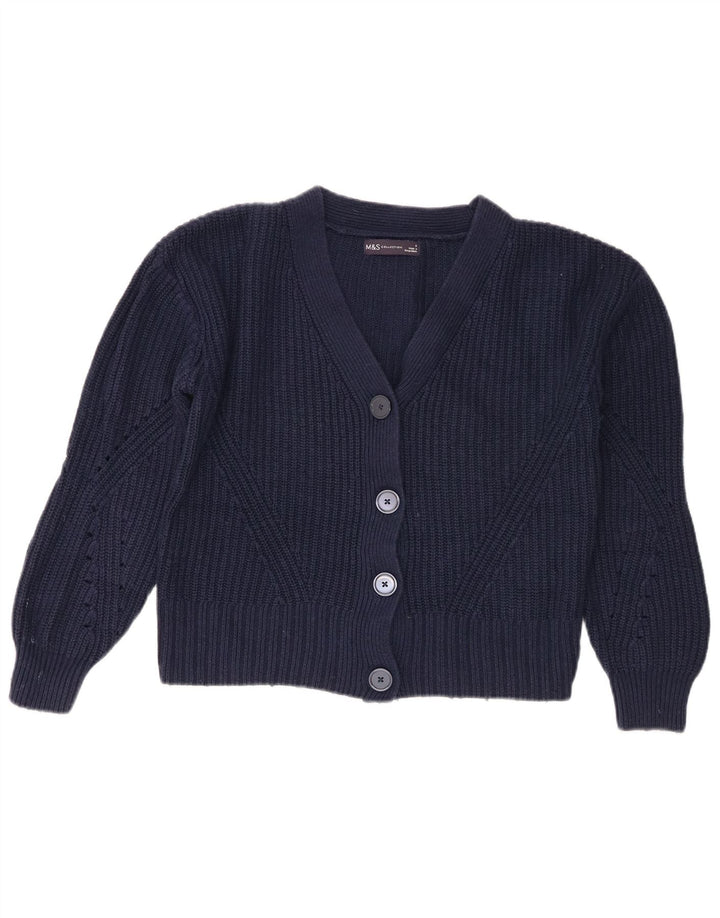 Marks & Spencer Womens Crop Cardigan Sweater UK 10 Small Navy Blue