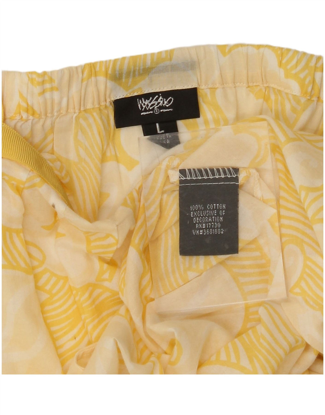 MOSSIMO Womens Crop Blouse Top UK 16 Large Yellow Floral Cotton