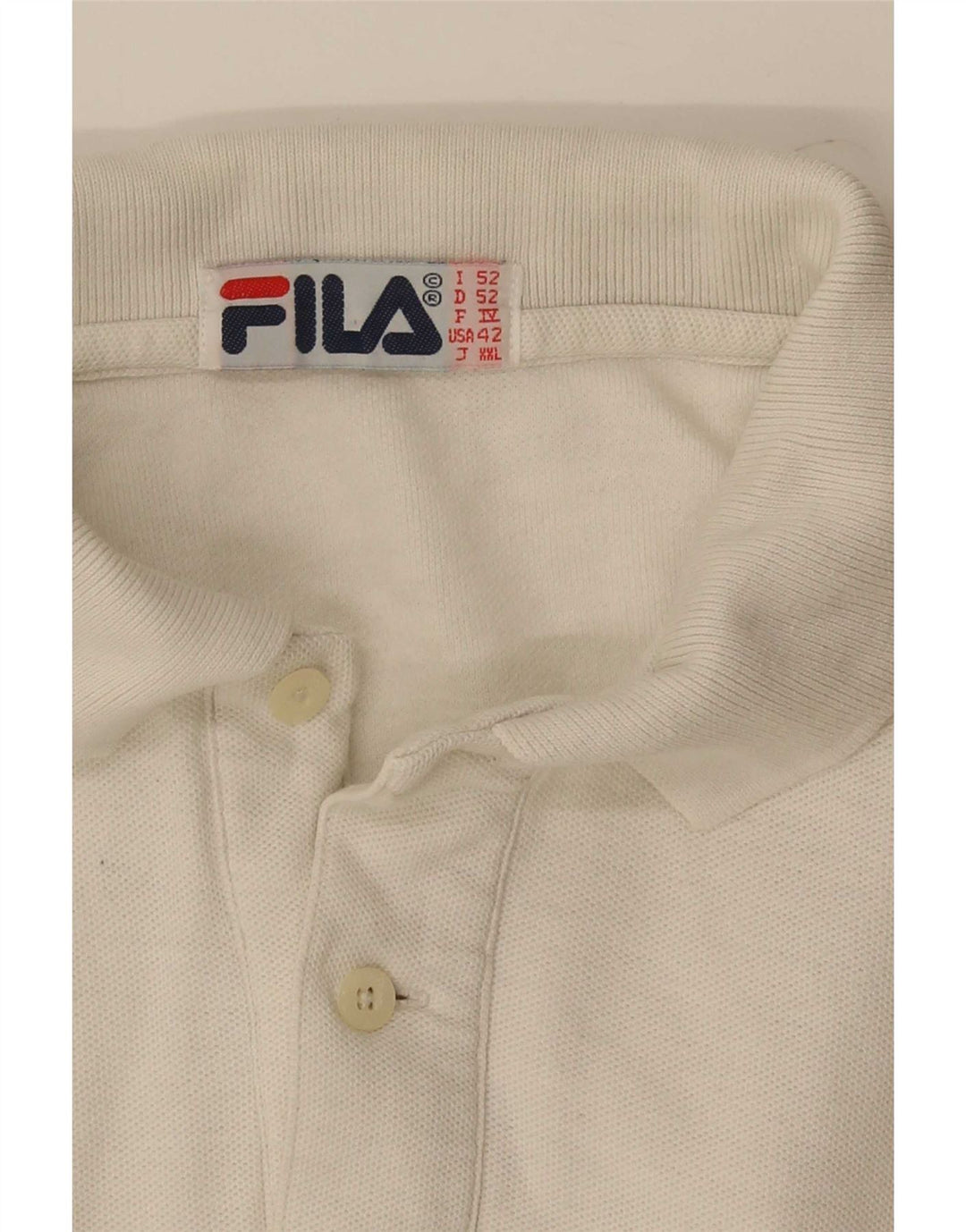 Fila Mens Long Sleeve Polo Shirt US 42 Large White