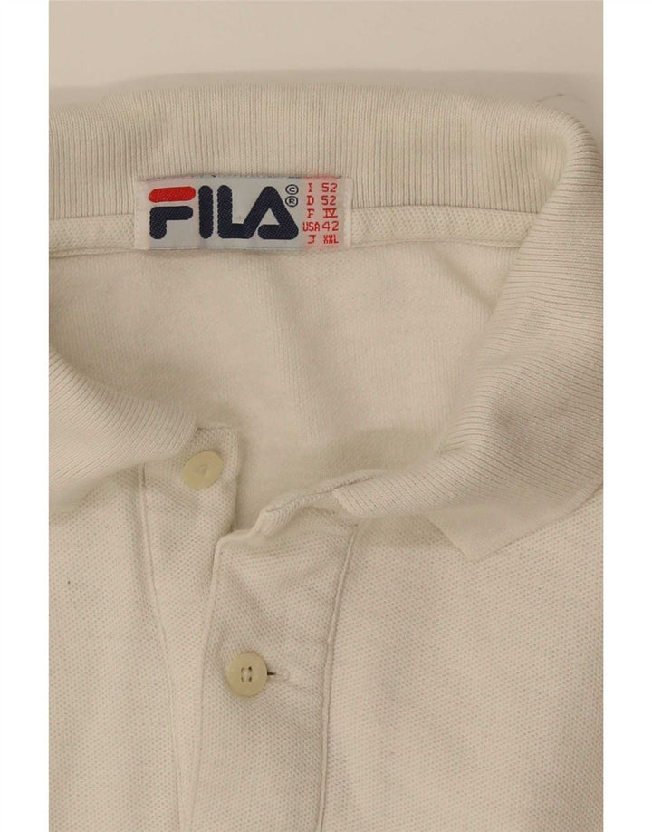 Fila Mens Long Sleeve Polo Shirt US 42 Large White