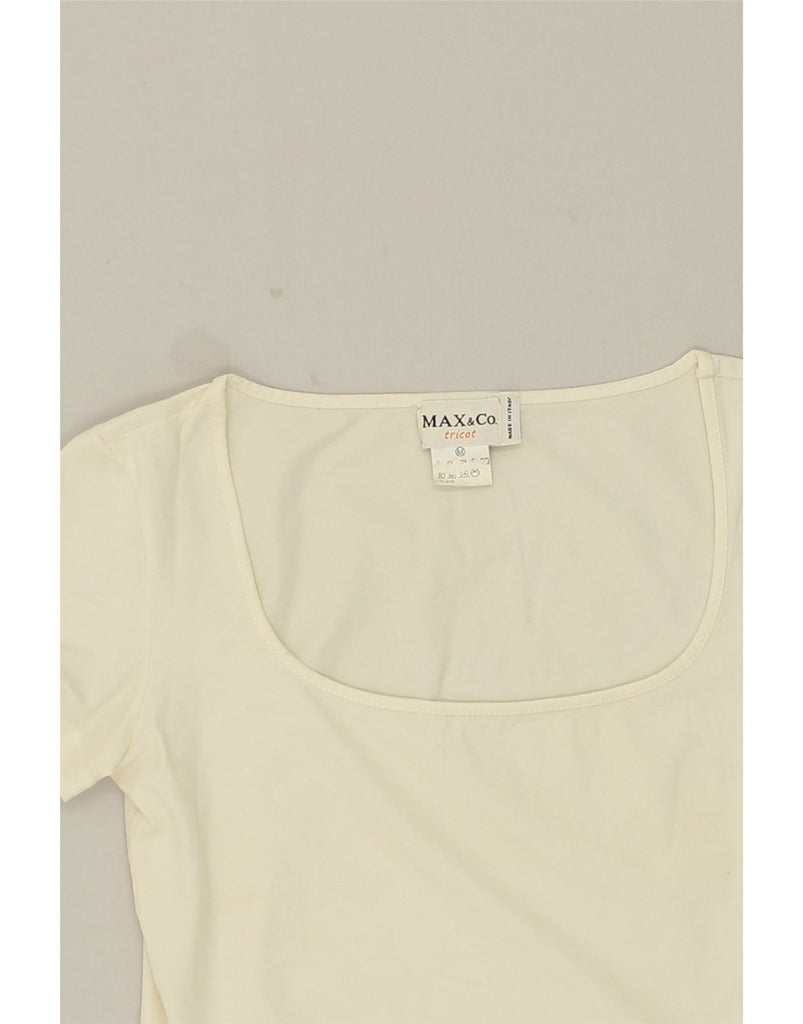 MAX & CO. Womens Crop Top UK 12 Medium Off White Polyester | Vintage Max & Co. | Thrift | Second-Hand Max & Co. | Used Clothing | Messina Hembry 