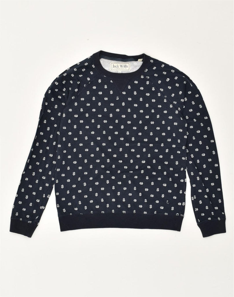 JACK WILLS Womens Sweatshirt Jumper UK 10 Small Navy Blue Floral Cotton | Vintage Jack Wills | Thrift | Second-Hand Jack Wills | Used Clothing | Messina Hembry 