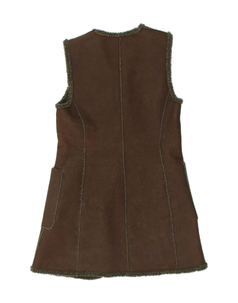 RICHMOND Womens Longline Sherpa Gilet UK 12 Medium  Brown Cotton | Vintage Richmond | Thrift | Second-Hand Richmond | Used Clothing | Messina Hembry 