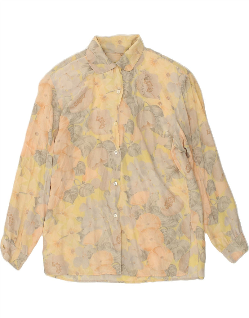 BELFE & BELFE Womens Shirt Blouse EU 42 Large Beige Floral Silk | Vintage Belfe & Belfe | Thrift | Second-Hand Belfe & Belfe | Used Clothing | Messina Hembry 