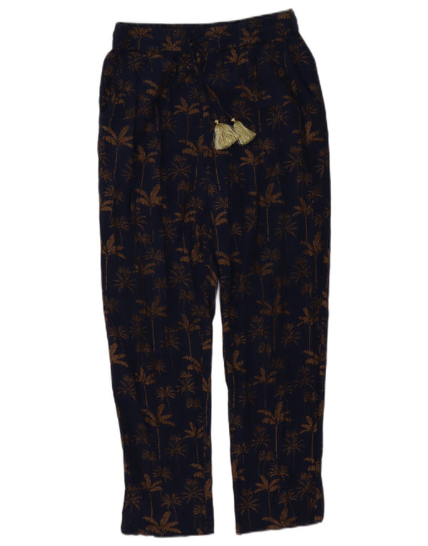 Boden Womens Tapered Casual Trousers UK 8 Small W26 L25 Navy Blue Floral