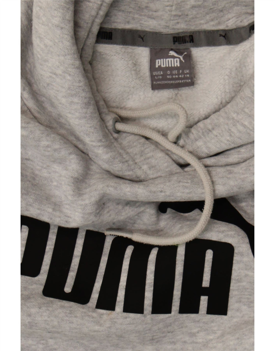 PUMA Womens Graphic Hoodie Jumper UK 14 Large  Grey Polyester Vintage Puma and Second-Hand Puma from Messina Hembry 