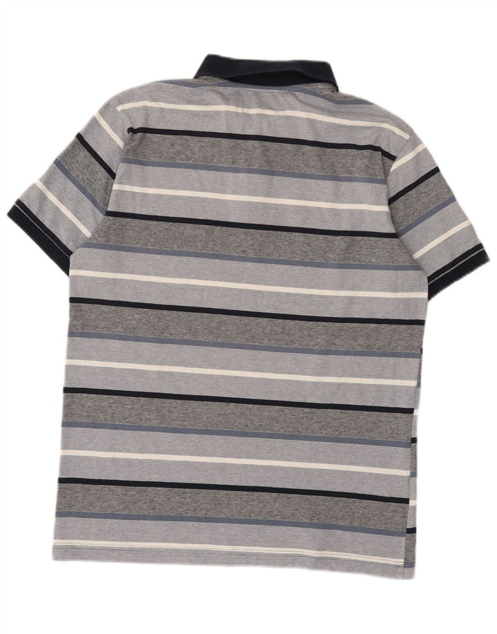Penguin Mens Polo Shirt Medium Grey Striped Cotton