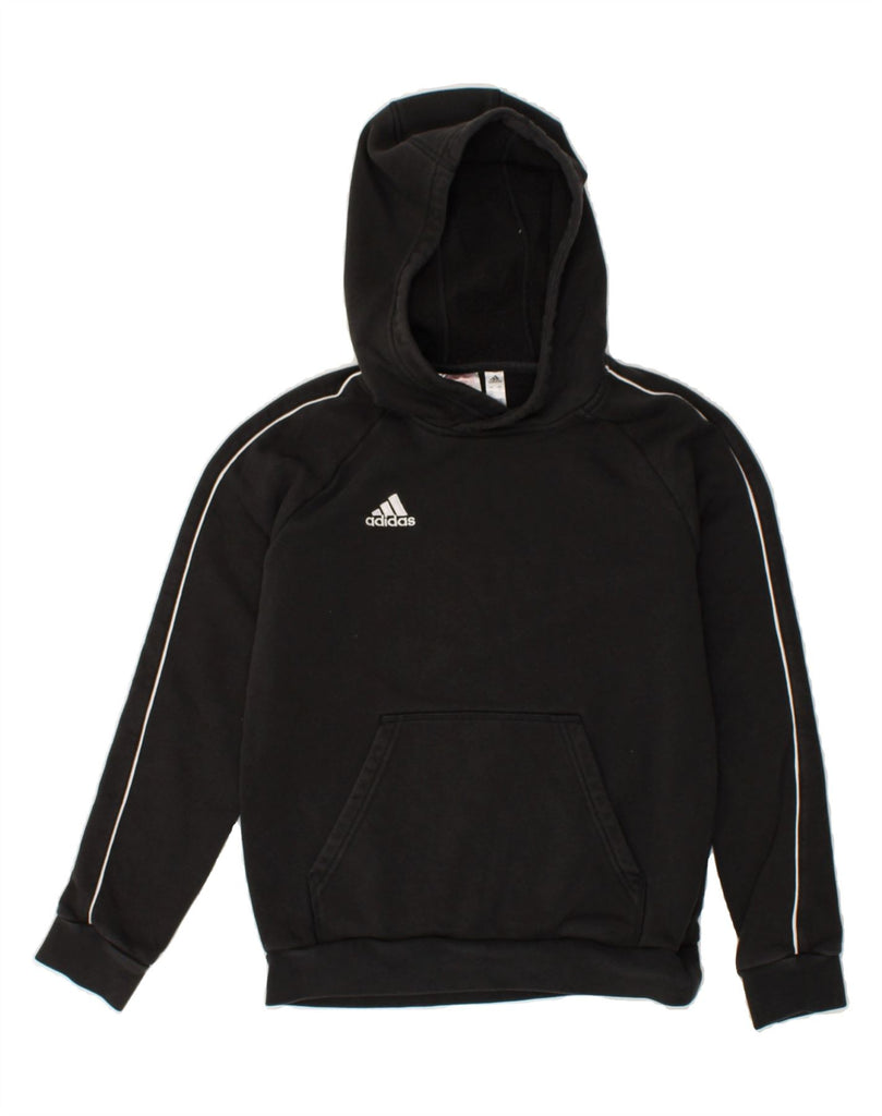 ADIDAS Boys Hoodie Jumper 11-12 Years Black Cotton | Vintage Adidas | Thrift | Second-Hand Adidas | Used Clothing | Messina Hembry 