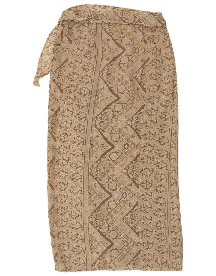 Vintage Womens Maxi Wrap Skirt Medium W28  Beige Floral