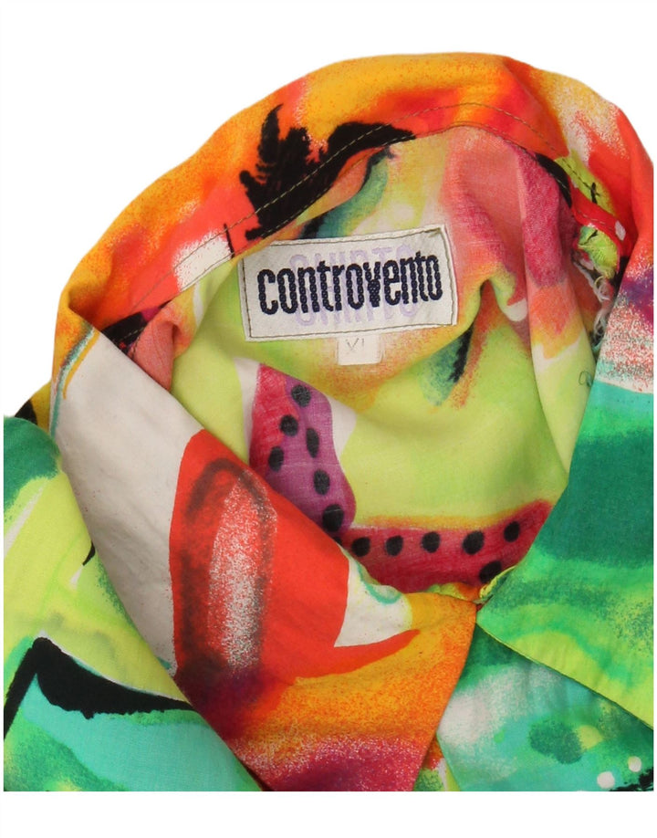 CONTROVENTO Mens Abstract Pattern Shirt XL Multicoloured Viscose