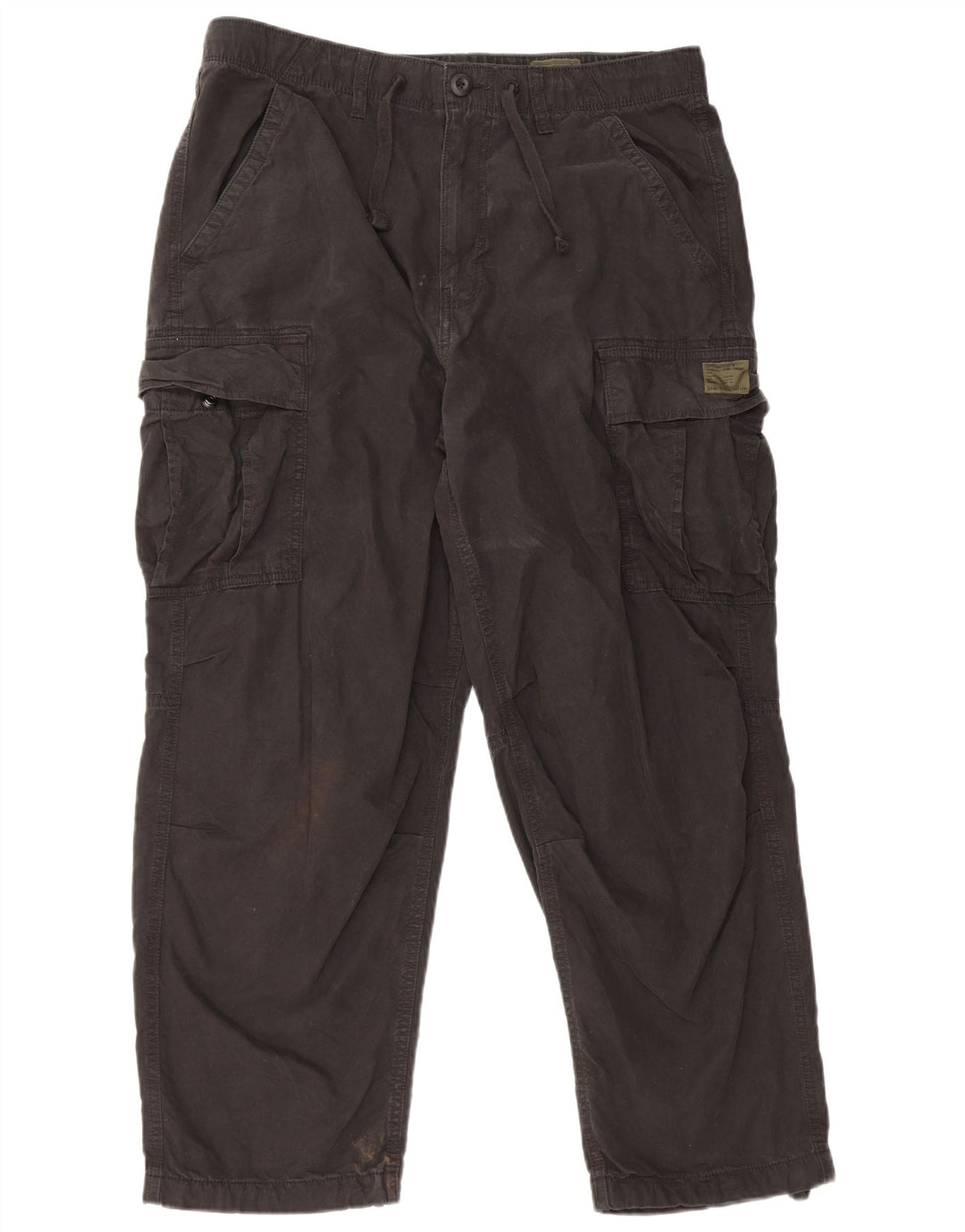 Superdry Mens Straight Cargo Trousers W34 L27 Black Cotton