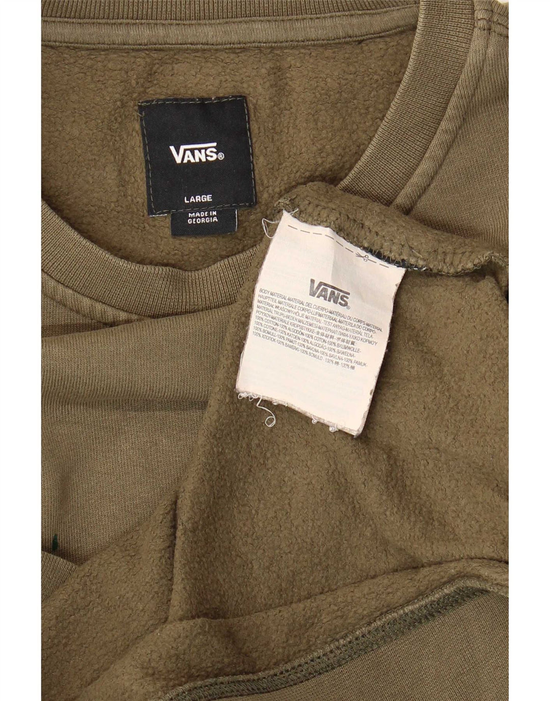 Vans Womens Graphic Sweatshirt Jumper UK 16 Large Khaki Cotton