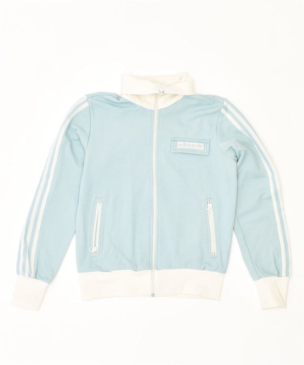 ADIDAS Womens Tracksuit Top Jacket EU 44 Large Blue Cotton Sports