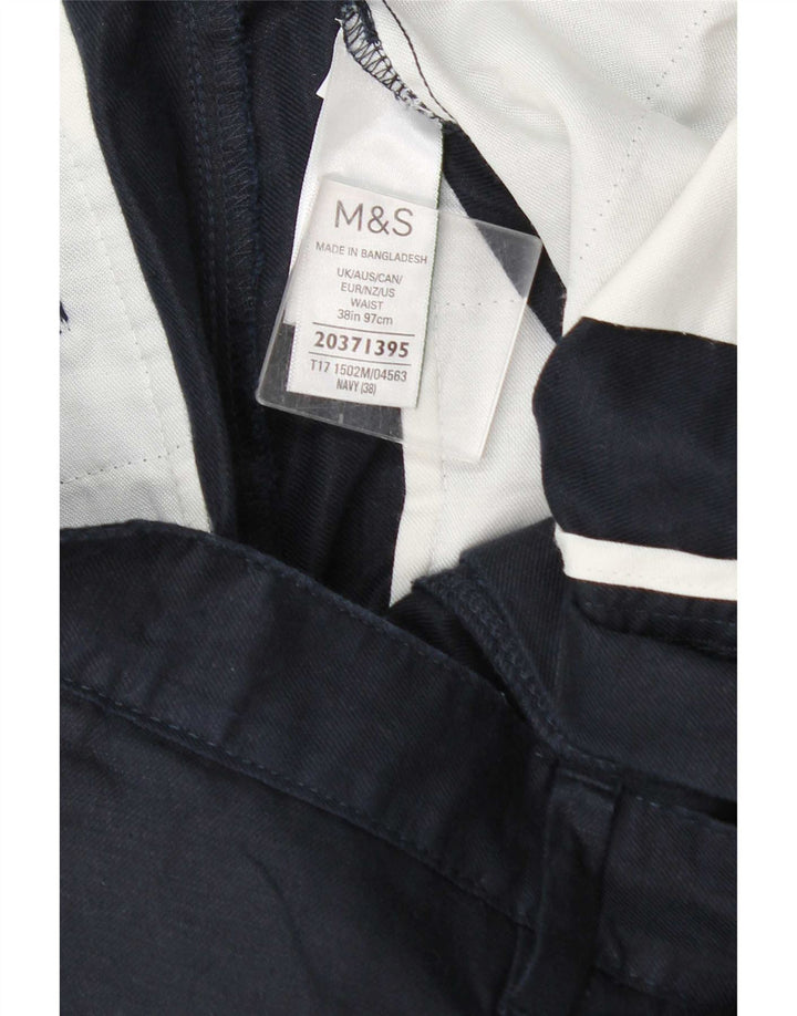 Marks & Spencer Mens Chino Shorts W38 XL Navy Blue Cotton