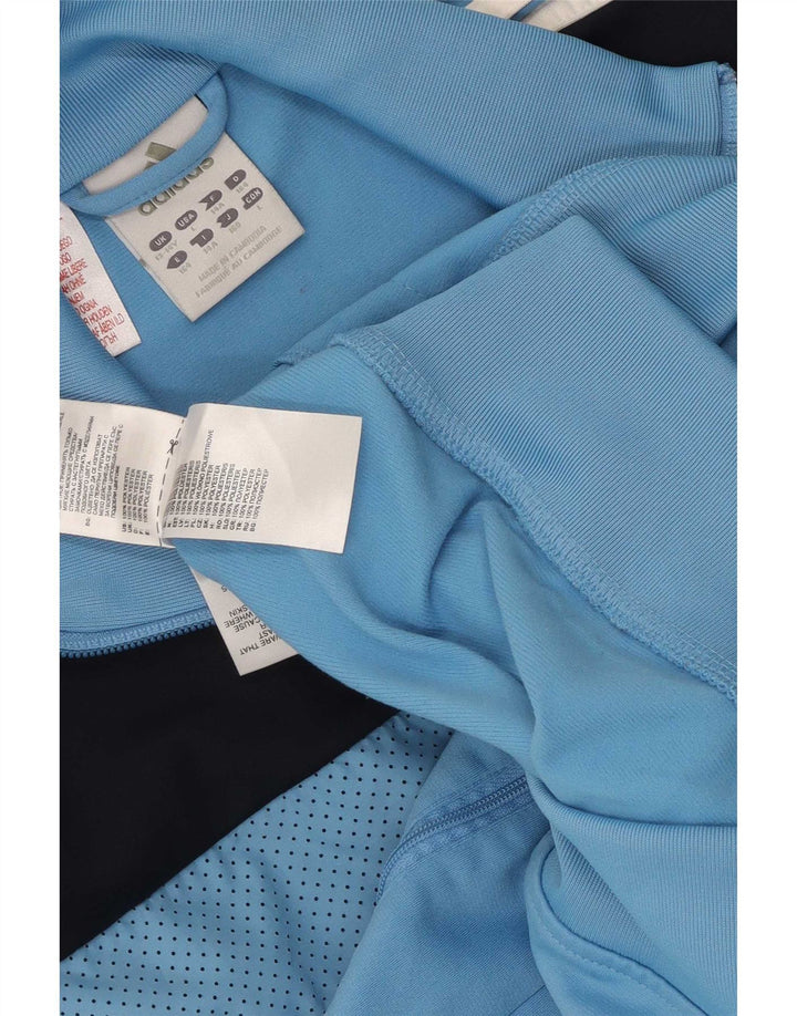 Adidas Boys Tracksuit Top Jacket 13-14 Years Blue Colourblock Polyester