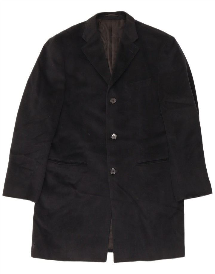 Vintage Mens Overcoat IT 54 2XL Black Wool