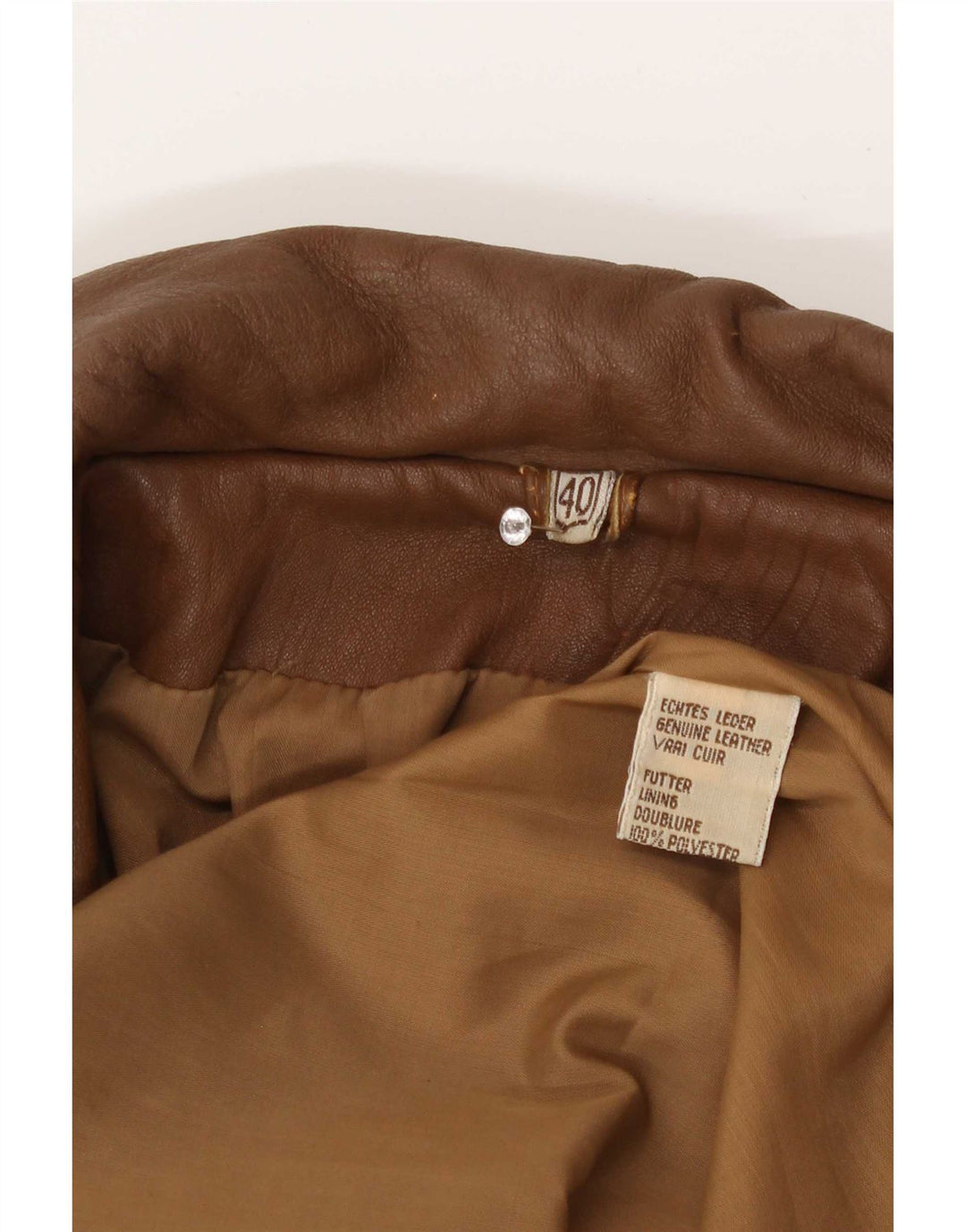 Vintage Womens Batwing Leather Coat EU 40 Medium Brown