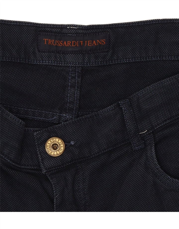 TRUSSARDI Mens Slim Casual Trousers W36 L29 Navy Blue