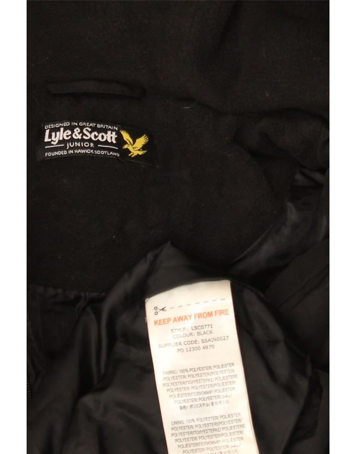 LYLE & SCOTT Boys Hooded Padded Coat 15-16 Years Black Polyester