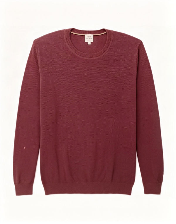 John Lewis Mens Crew Neck Jumper Sweater Large Burgundy Cotton