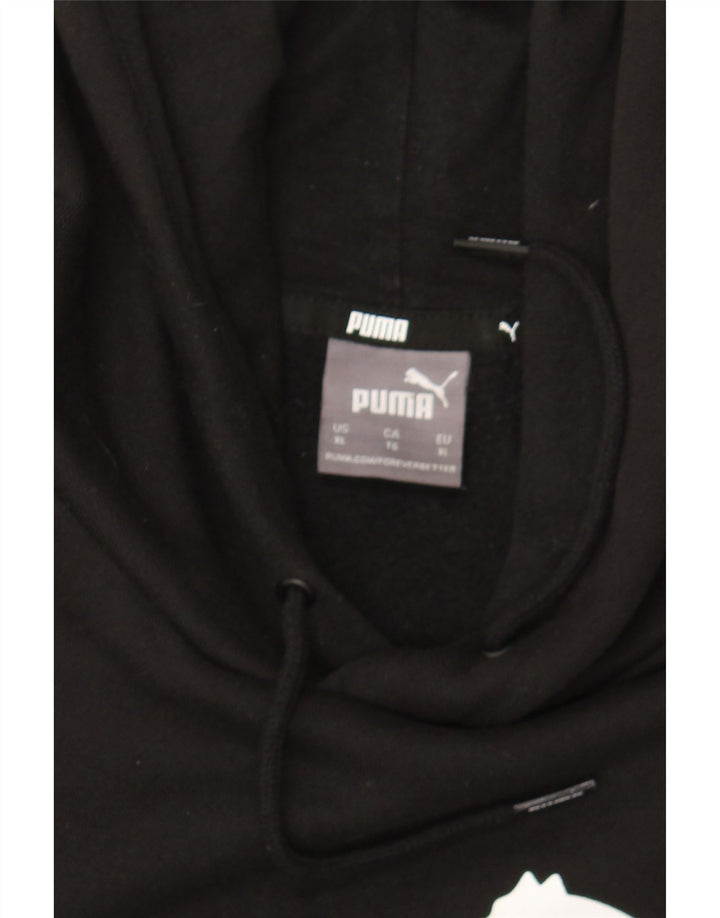 PUMA Mens Graphic Hoodie Jumper XL Black Polyester Vintage Puma and Second-Hand Puma from Messina Hembry 