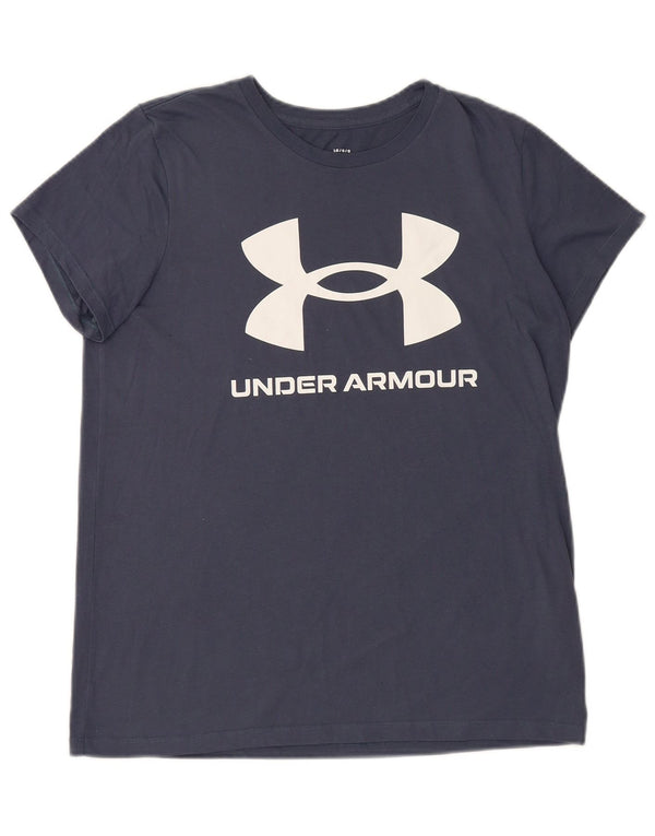 UNDER ARMOUR Mens Graphic T-Shirt Top Large Navy Blue Cotton