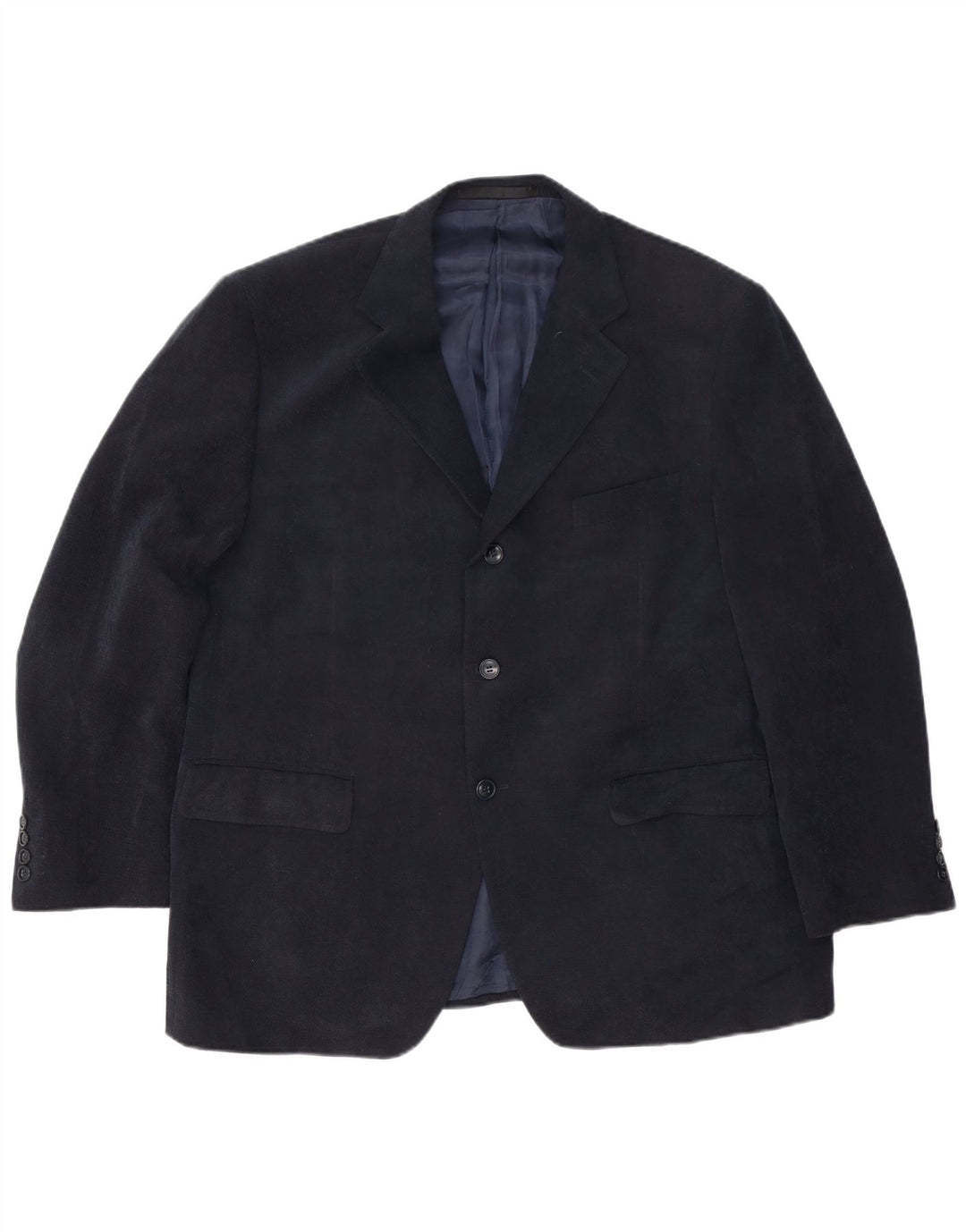 Marks & Spencer Mens 3 Button Blazer Jacket UK 44 2XL Navy Blue Polyester