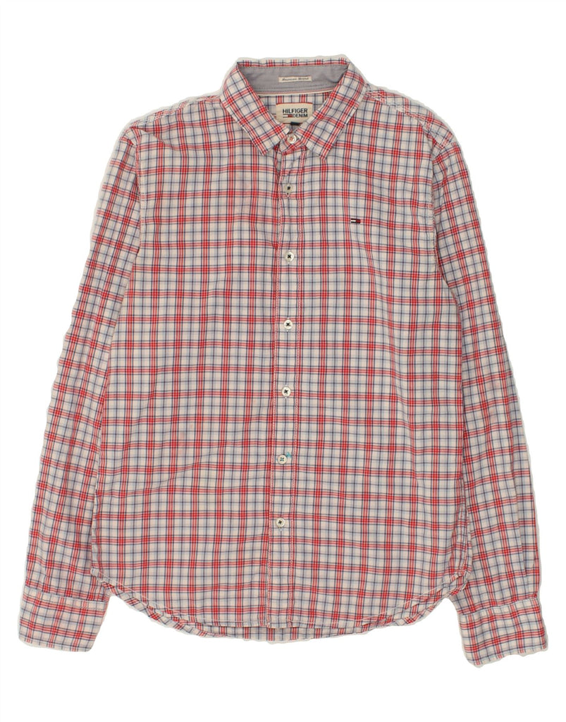 TOMMY HILFIGER Mens Shirt Small Red Check Cotton | Vintage Tommy Hilfiger | Thrift | Second-Hand Tommy Hilfiger | Used Clothing | Messina Hembry 